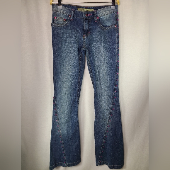 MUDD jeans Y2K boot cut jemstone Embellished denim size 3 womens - Picture 2 of 7